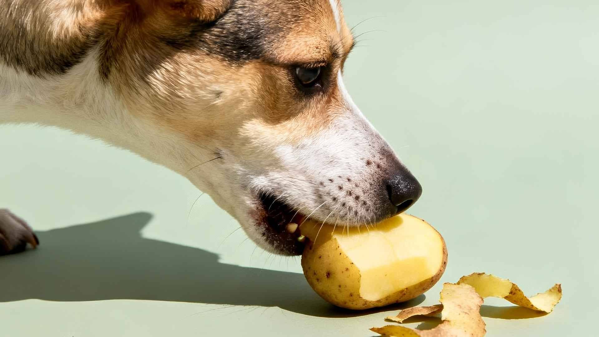 Perro comiendo patata